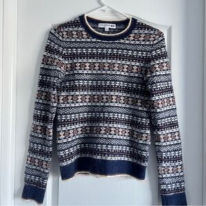 Ines de la Fressange x Uniqlo Navy/Cream Scandi Wool Patterned Sweater (XS)